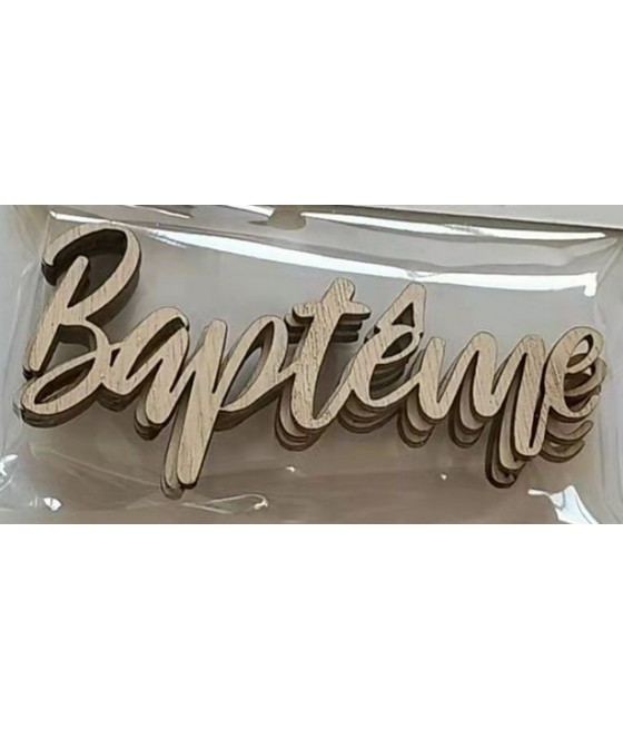 Décor d'assiette "Baptême" en bois (x 4) NA