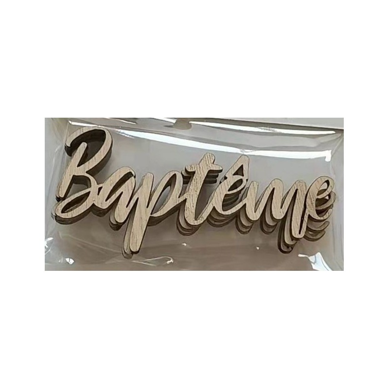 Décor d'assiette "Baptême" en bois (x 4) NA