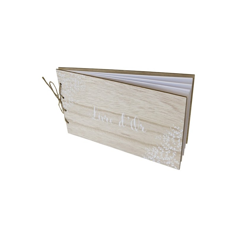 LIVRE D'OR COUVERTURE EN BOIS IMPRESSION BLANCHE