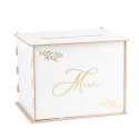 Urne "Merci" en Bois, Blanc et Or