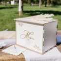 Urne "Merci" en Bois, Blanc et Or