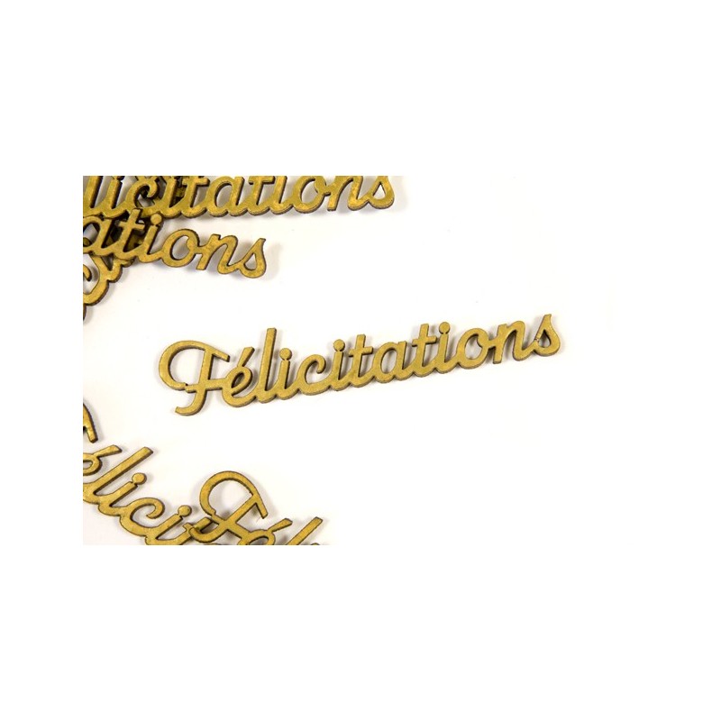 Semis de table "felicitations"en bois aspect métal
