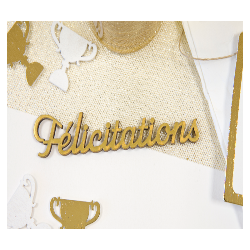 Semis de table "felicitations"en bois aspect métal