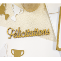 Semis de table "felicitations"en bois aspect métal