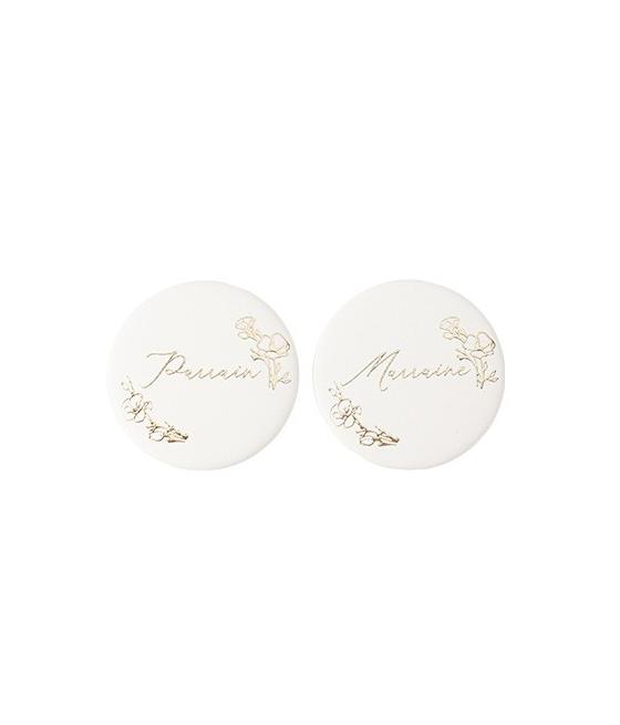 2 Badges" Parrain" /  "Marraine" Baptême Crème et Or