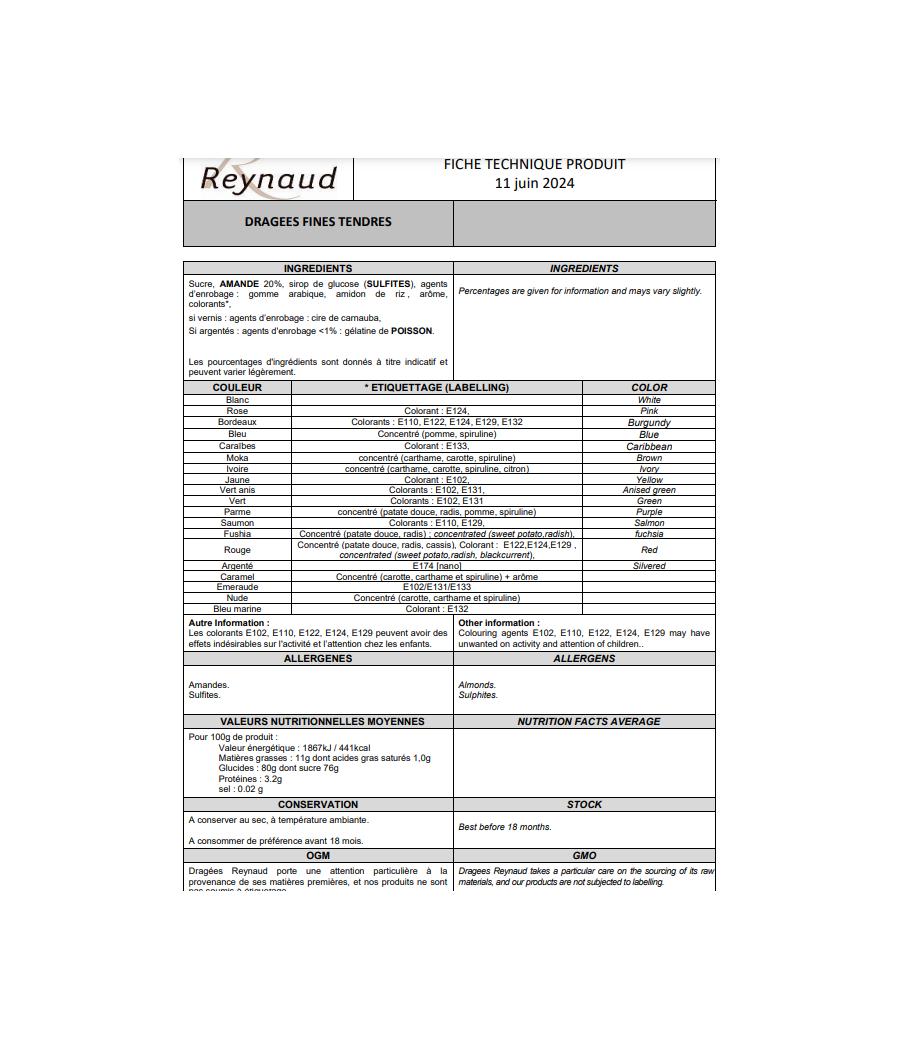 Dragées Fines Amandes blanc - 1kg