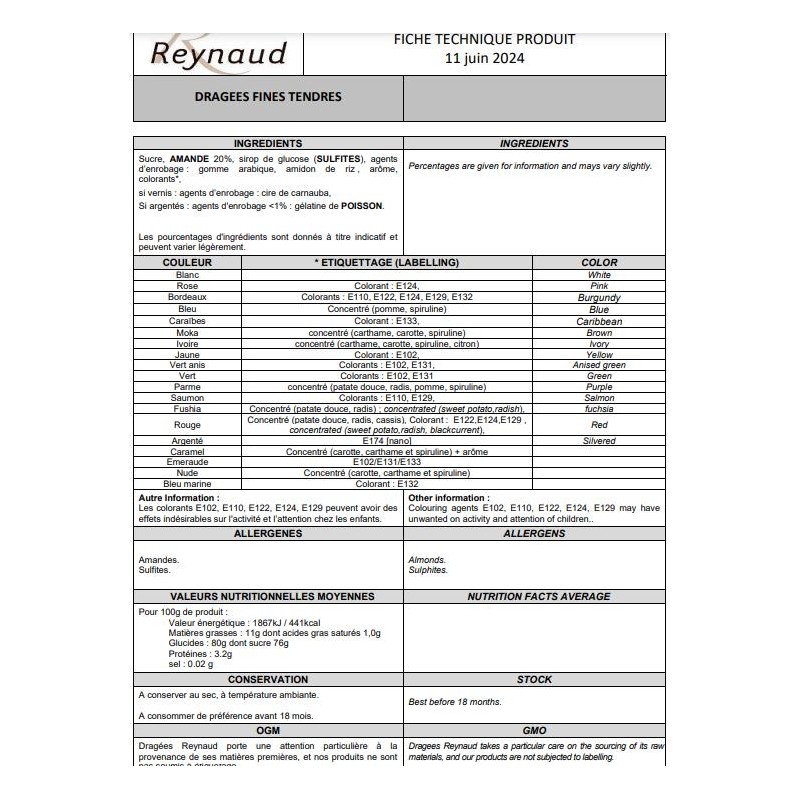 Dragées Fines Amandes blanc - 1kg