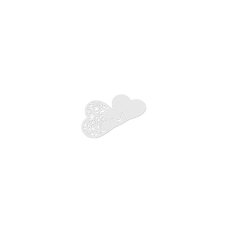 10 Marque-Verres Cœurs Dentelés Blanc