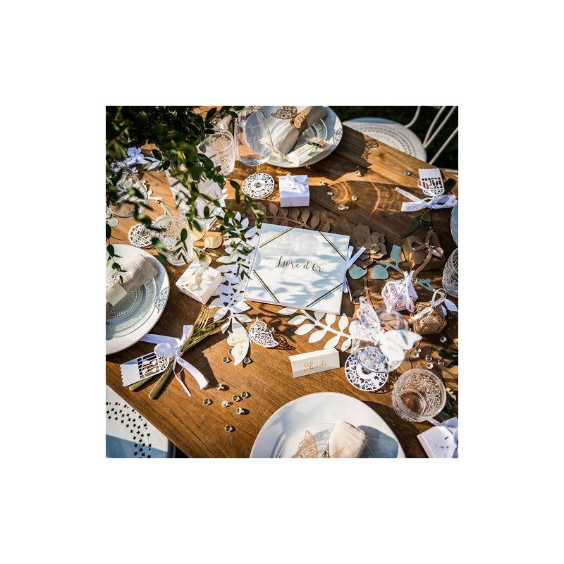 10 Marque-Verres Cœurs Dentelés Blanc