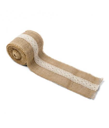 Ruban de Table Jute et Dentelle 10cm x 5m