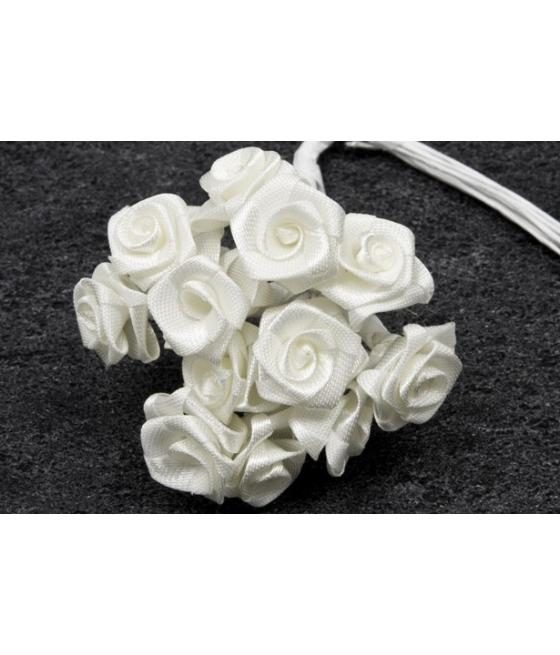 MINI-ROSE EN SATIN BLANC