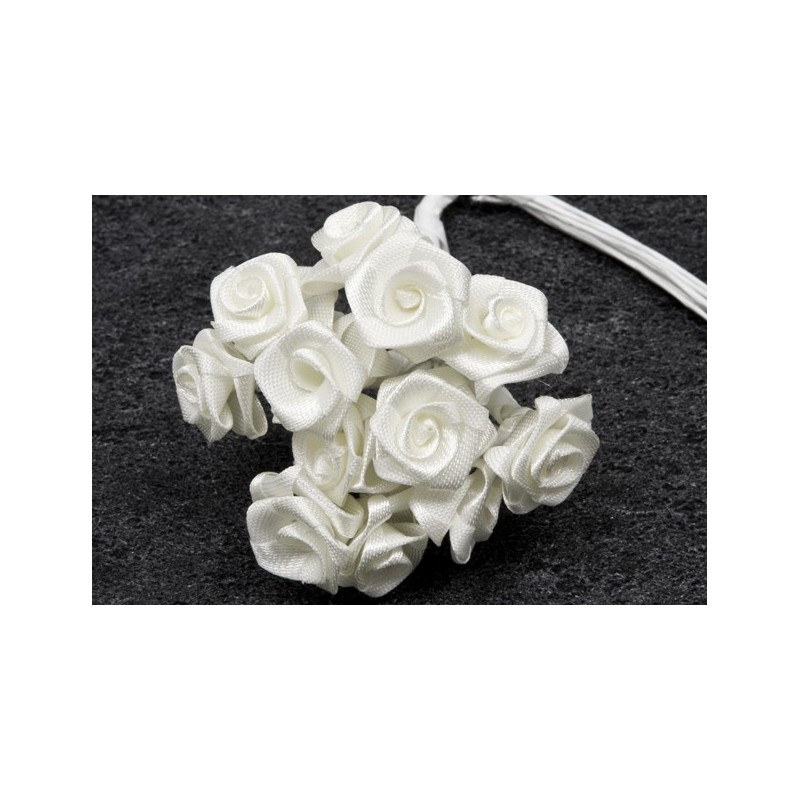 MINI-ROSE EN SATIN BLANC