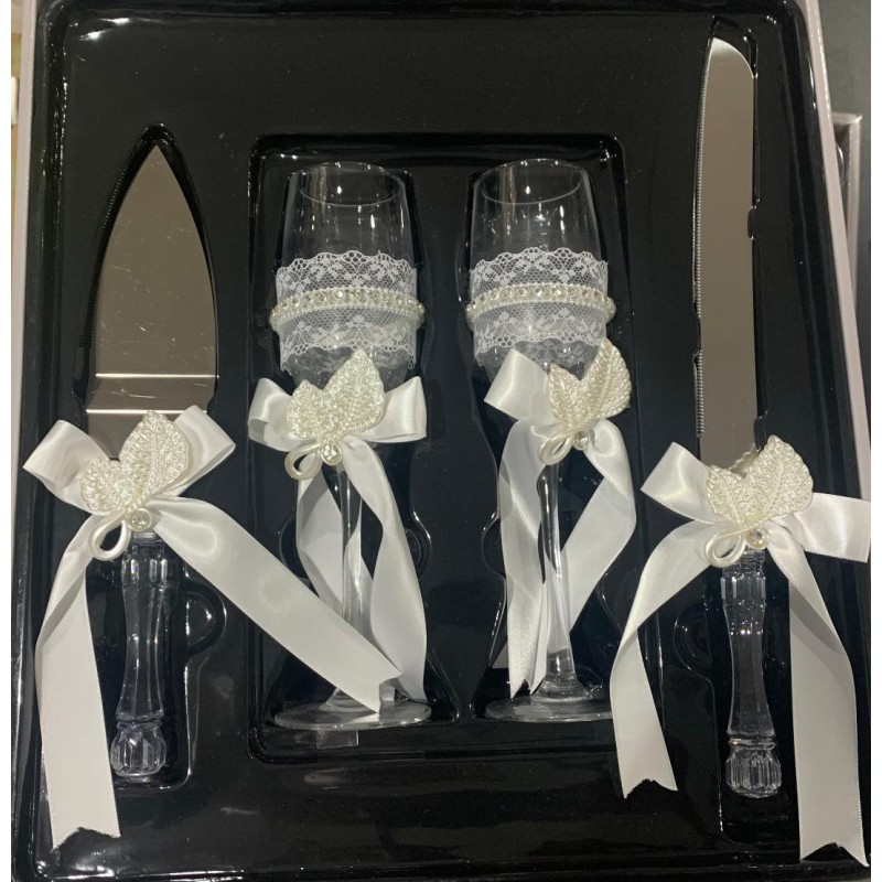 Kit mariage Coupes et couteau Argent