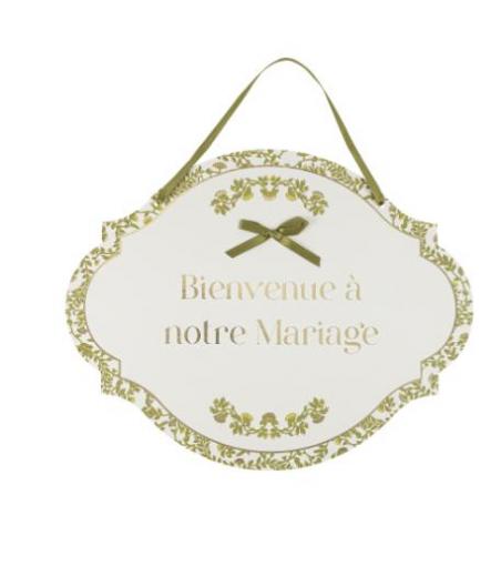 panneau bienvenue mariage botanica verde pistache creme or