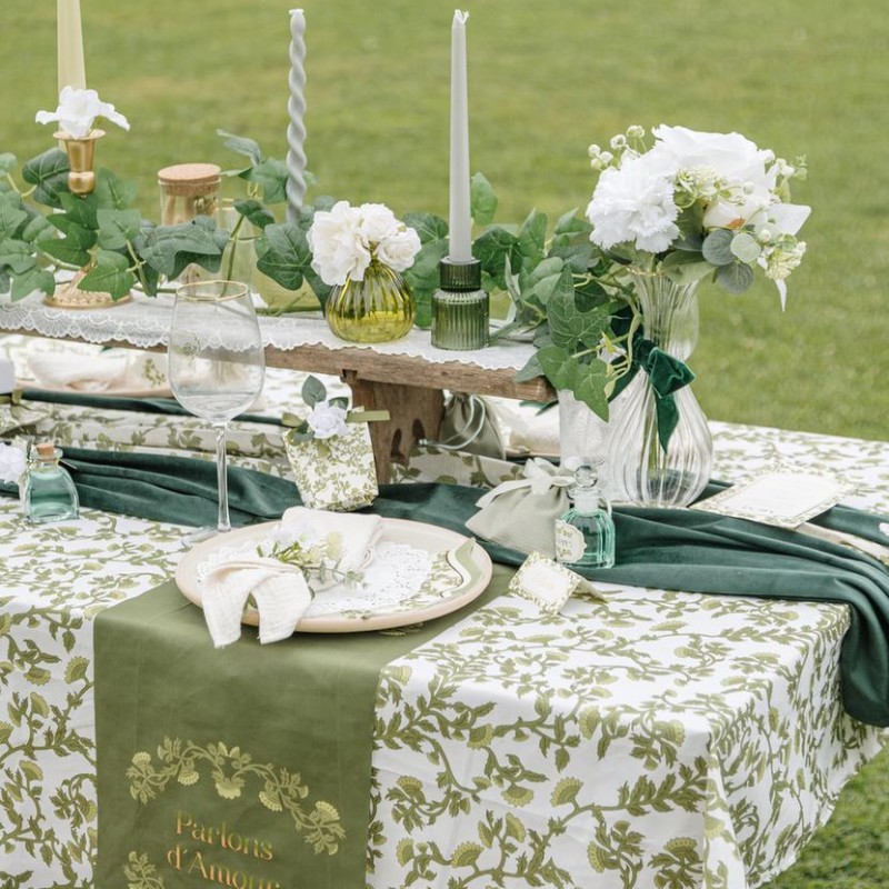 nappe botanica verde blanc pistache