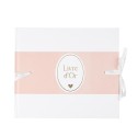 livre or bapteme carton rose blanc or