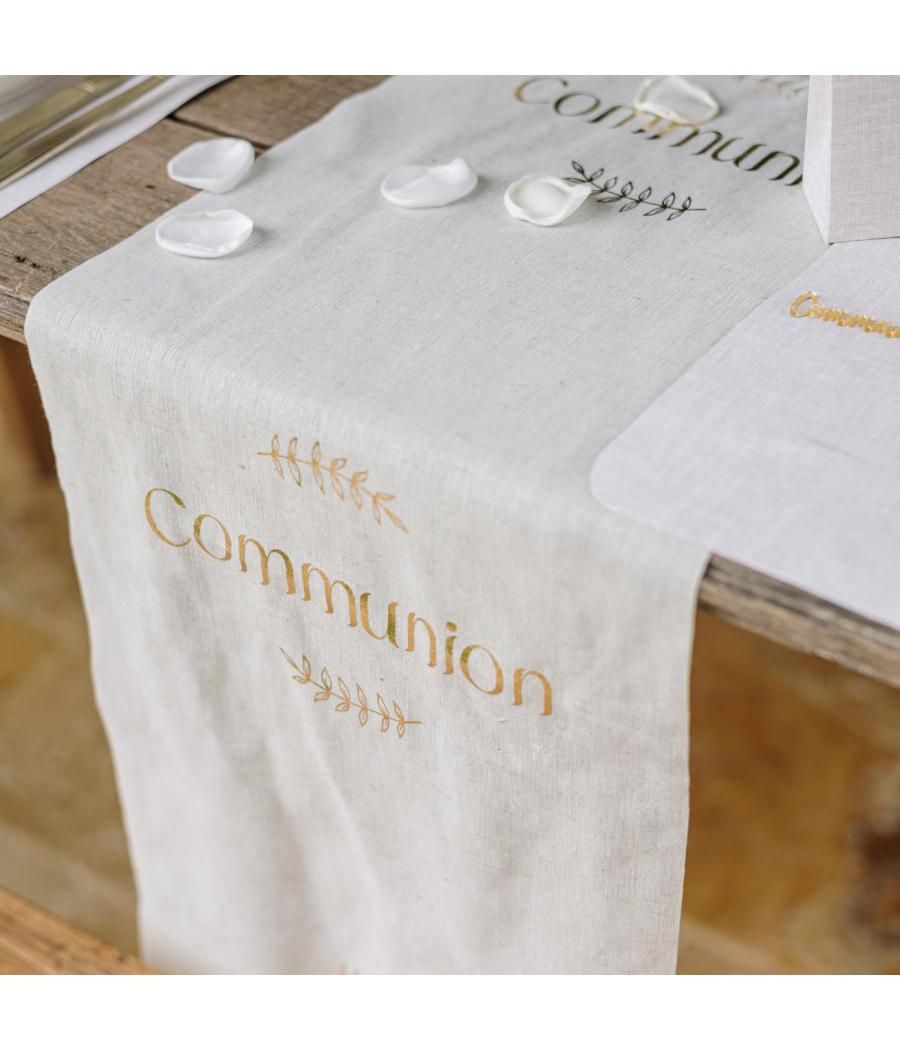 chemin table communion effet lin or