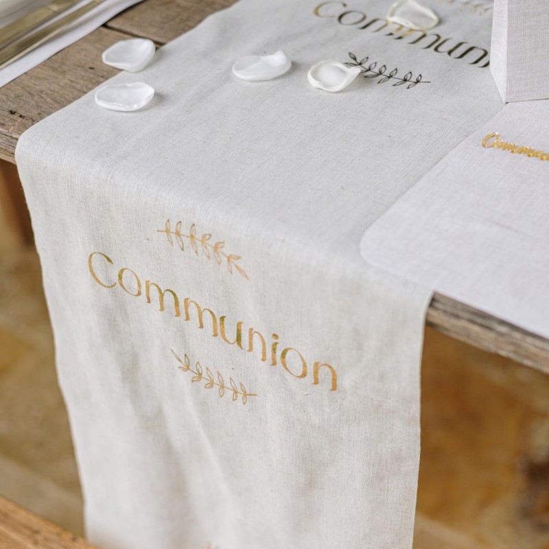 chemin table communion effet lin or