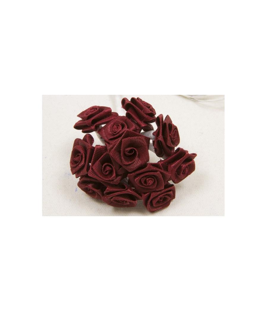 Mini-roses en satin Bordeaux X72 Mini-roses en satin Bordeaux X72
