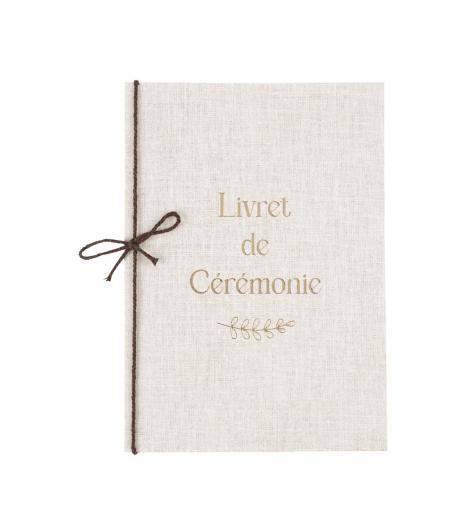 livrets ceremonie lin or ficelle coton