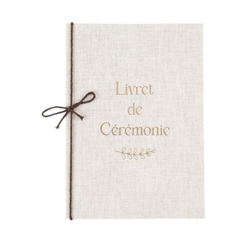 livrets ceremonie lin or ficelle coton