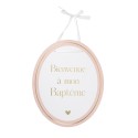 panneau bienvenue bapteme blanc rose or