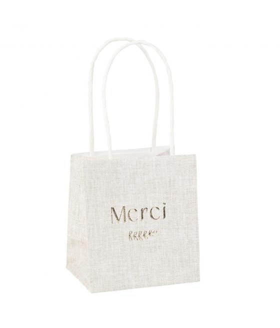 6 sacs merci papier effet lin or