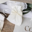4 Pochons satin blanc noeud mousseline