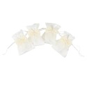 4 Pochons satin blanc noeud mousseline