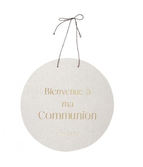 Panneau bienvenue communion lin or