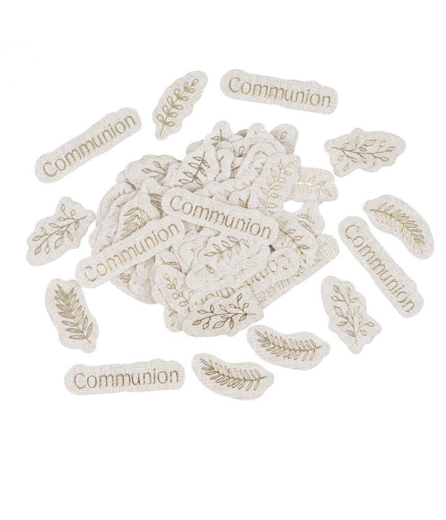 Confettis communion papier lin or