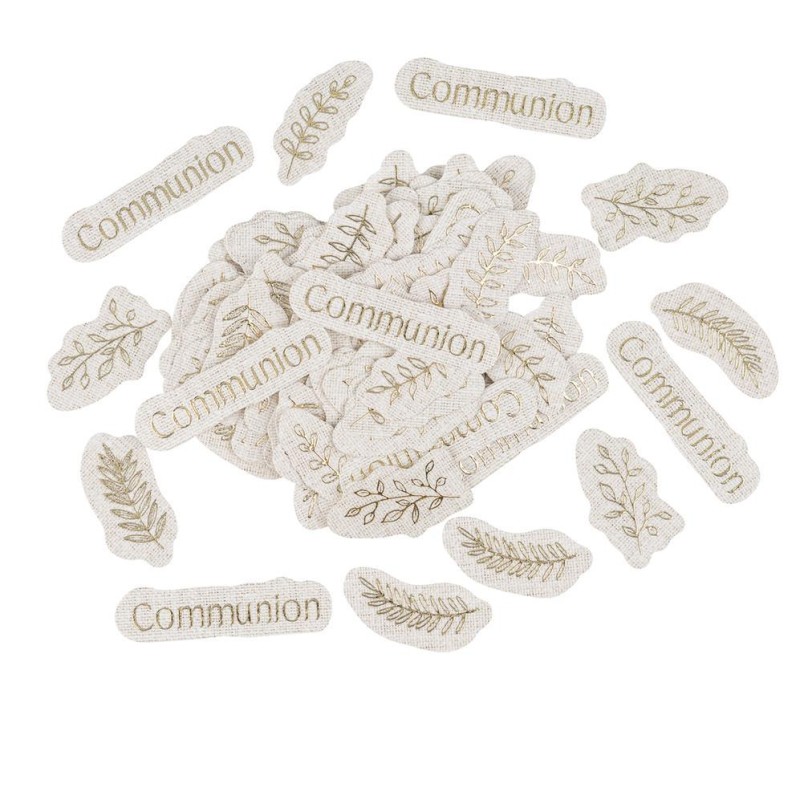 Confettis communion papier lin or