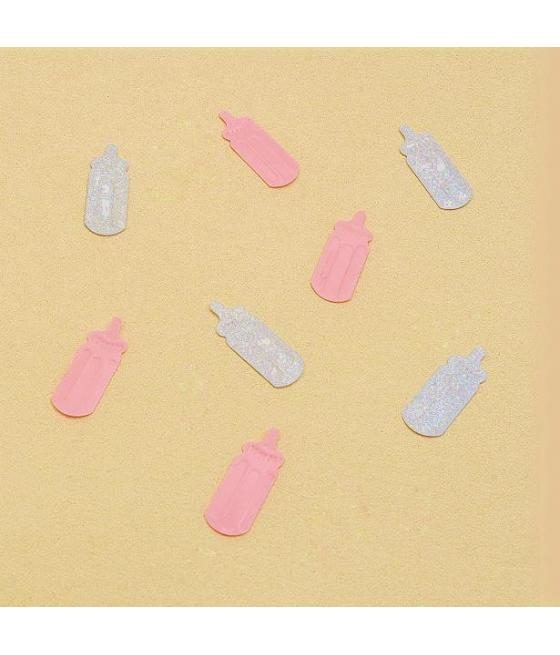 Confettis de table biberon rose 