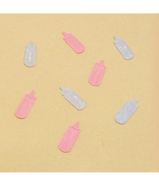 Confettis de table biberon rose 