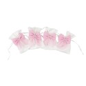 Pochons satin blanc noeud mousseline rose