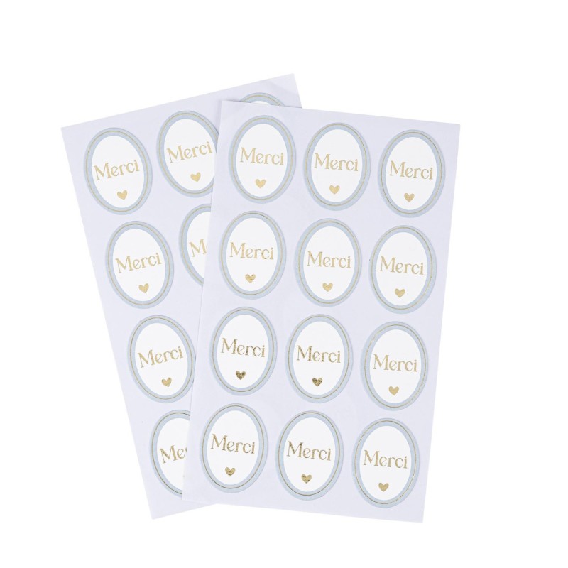 stickers merci bapteme bleu orage