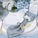Pochons satin blanc noeud mousseline bleu Pochons satin blanc noeud mousseline bleu