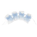 Pochons satin blanc noeud mousseline bleu Pochons satin blanc noeud mousseline bleu