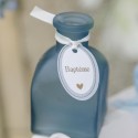 Etiquettes baptême bleu orage blanc or