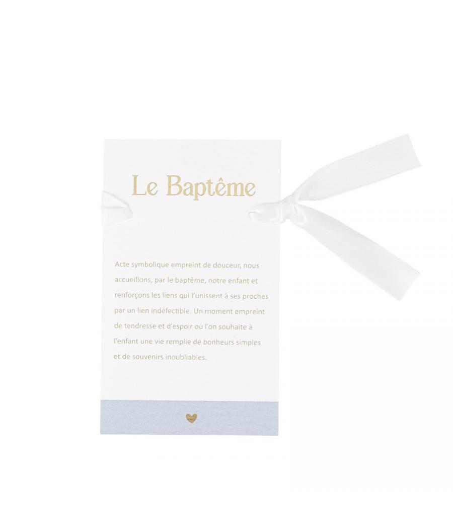 Cartes bapteme bleu orage blanc or