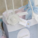 Etiquettes merci bleu orage blanc or ruban