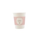 8 Gobelets "Baptême" Carton Blanc, Rose et Or 255ml
