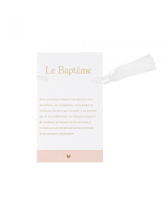 Cartes baptême rose blanc or