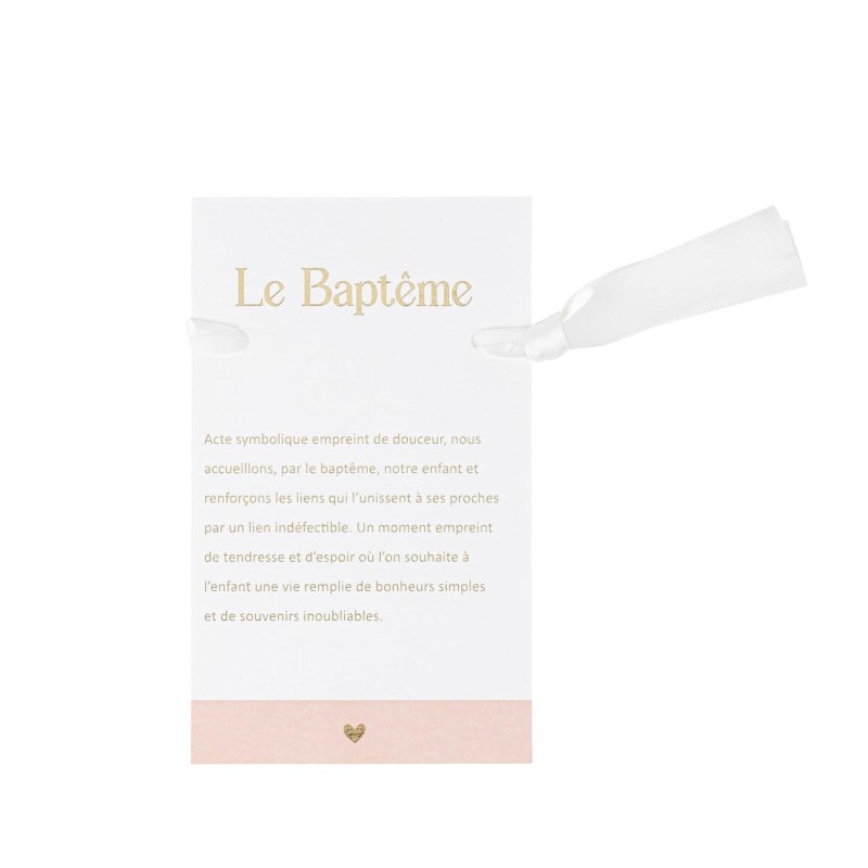 Cartes baptême rose blanc or