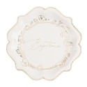 8 Assiettes Baptême Carton Crème et Or