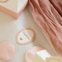 stickers merci bapteme rose blanc or