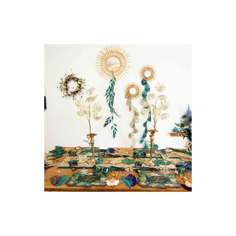 6 Plumes Ethnique Bleu Paon