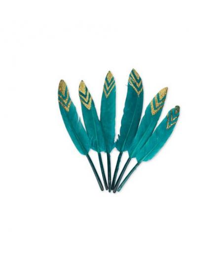 6 Plumes Ethnique Bleu Paon