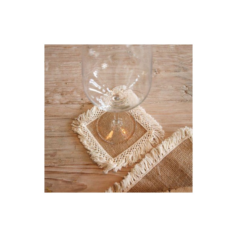 6 Napperons Jute et Franges