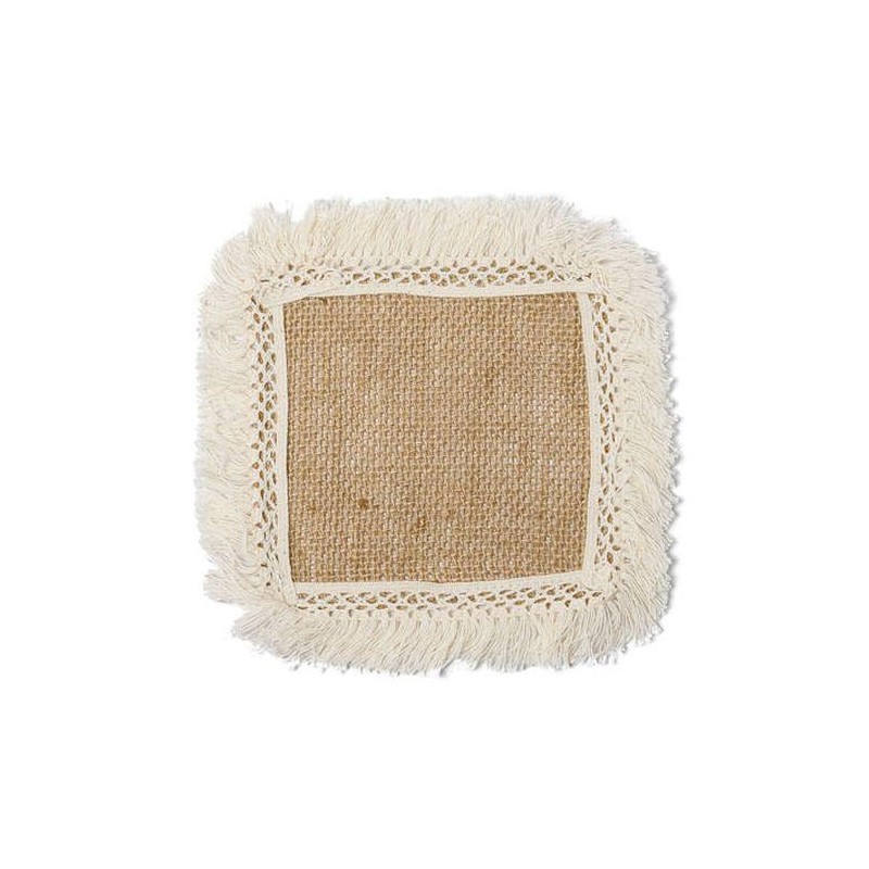 6 Napperons Jute et Franges